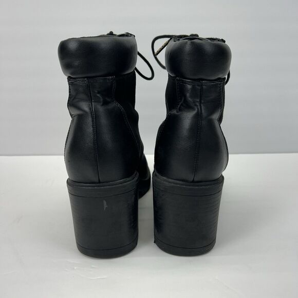 Shoedazzle Felixa Block Heel Hiker Bootie Size 8.5 Black Boots Rock Punk Grunge - Picture 4 of 16